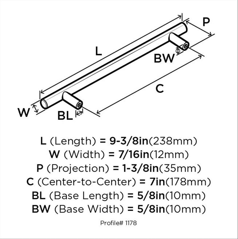 Amerock Bar Pulls 7 in (178 mm) Center-to-Center Golden Champagne Cabinet Pull - (10 Pack) - Image 3